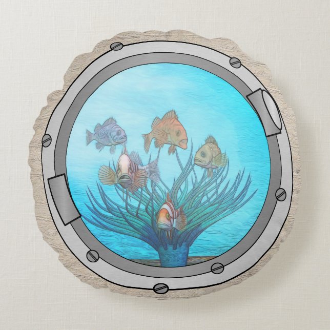 Almofada Redonda Portholes de triplet (Frente)