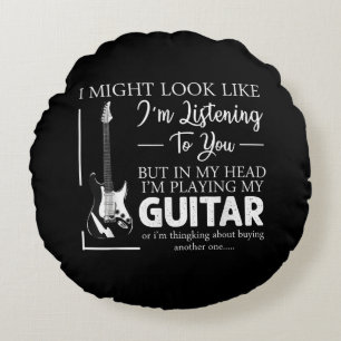 Almofada Redonda Posso parecer que estou ouvindo você música guitar