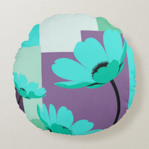 Almofada Redonda Pouf otomano redondo floral abstrato minimalista