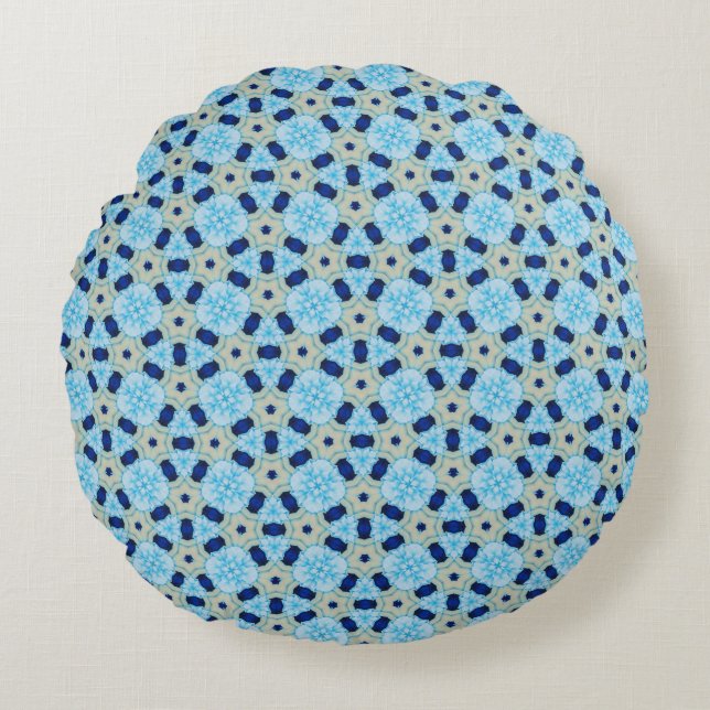 Almofada Redonda Pouf Redondo Blue Petal Harmony (Frente)