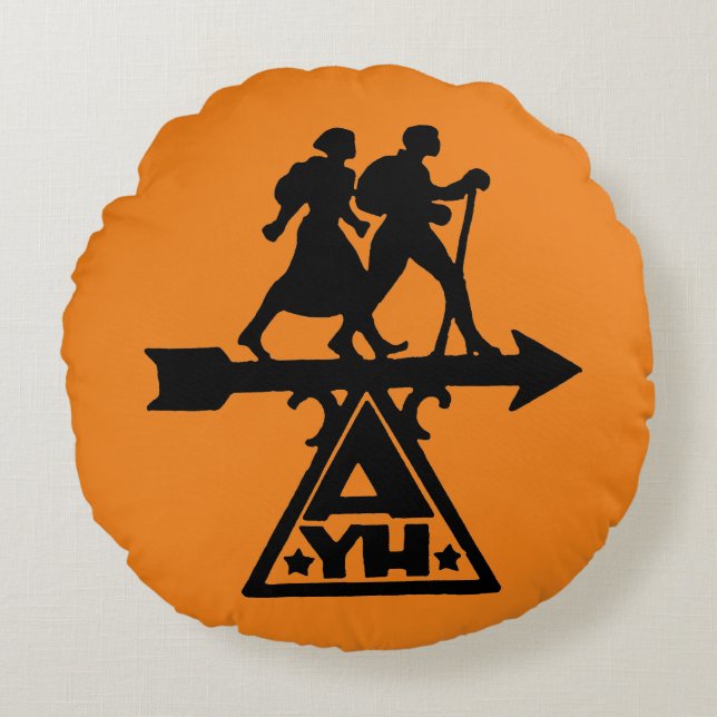 Almofada Redonda Pousadas da juventude americanas (Frente)
