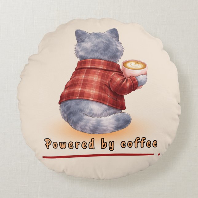 Almofada Redonda Powered by Coffee (Frente)