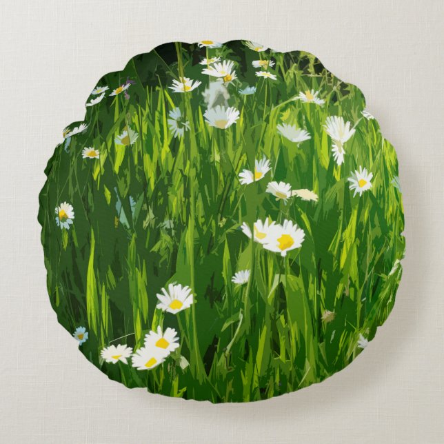 Almofada Redonda Prado de flores (Frente)