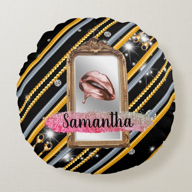 Almofada Redonda Presente de Aniversário Personalizado Para Esposa, (Frente)