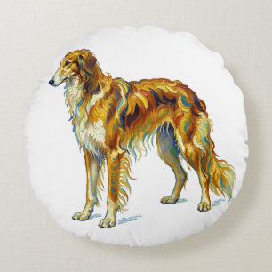 Almofada Redonda Presente de Cachorro Saluki Colorido Vibrante Desi