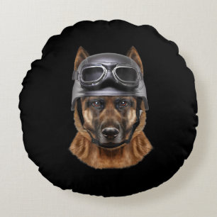Almofada Redonda Presente De Capacete De Cão De german shepherd Pa
