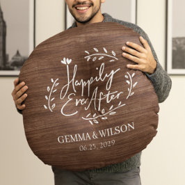 Almofada Redonda Presente de Casamento Personalizado de Madeira Rús