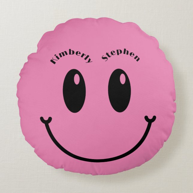 Almofada Redonda Presente de Casamento Única Piada Feliz Sorriso (Frente)