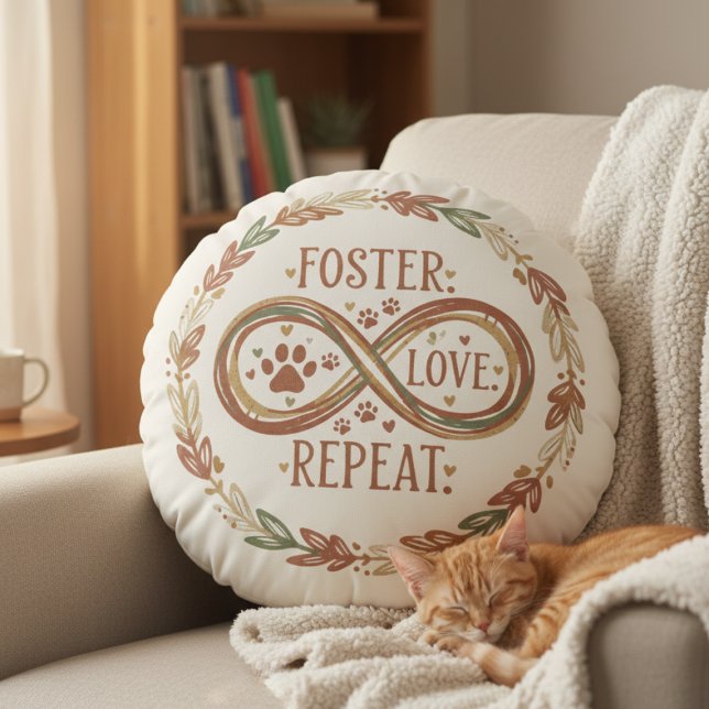 Almofada Redonda Presente de Cuidado de Resgate de Animais de Estim (Personalized pet foster pillow)