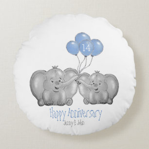 Almofada Redonda presente de elefante do aniversário de casamento d