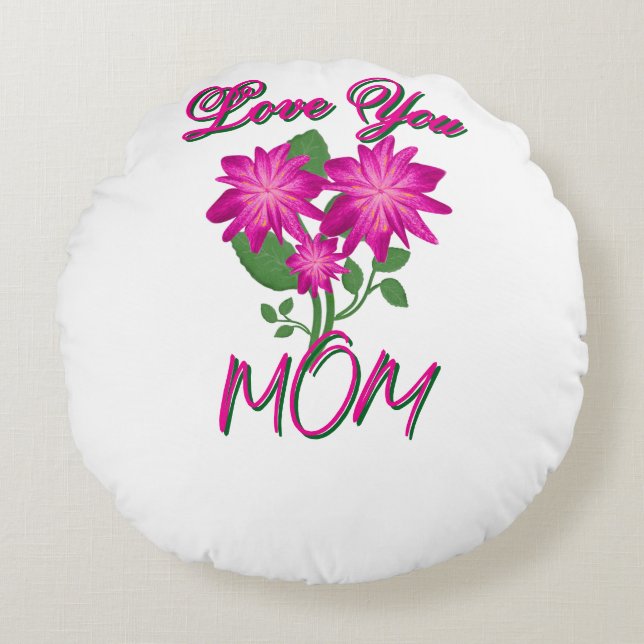 Almofada Redonda Presente floral personalizado e feito sob medida p (Frente)