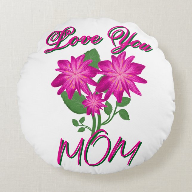 Almofada Redonda Presente Floral Personalizado e Sob Medida para o  (Frente)