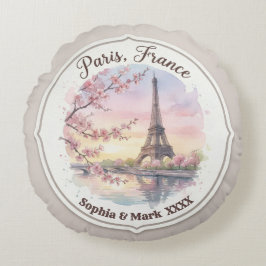 Almofada Redonda Presente Personalizado de Casal Paris & Flor de Ce