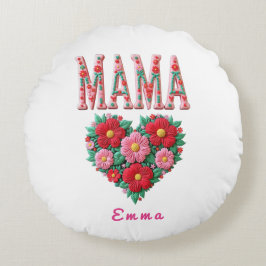 Almofada Redonda Presente Personalizado Floral Coração de Mamãe