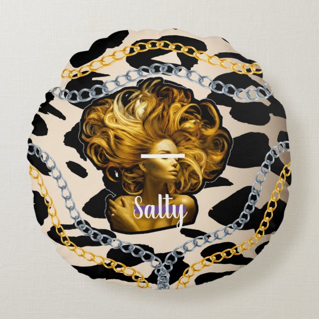 Almofada Redonda Presente personalizado para aniversário, noiva, ca (Frente)