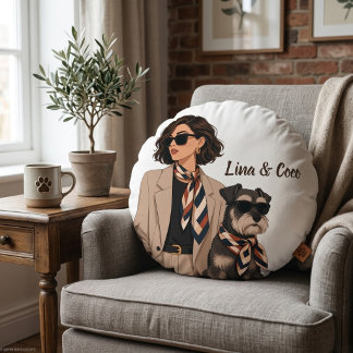 Almofada Redonda "Presente Personalizado para Mãe de Cachorro" "Pro