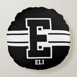Almofada Redonda Preto e branco - todas as letras do esporte