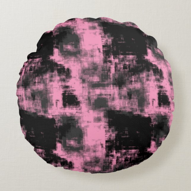 Almofada Redonda Preto e Cinza rosa (Frente)