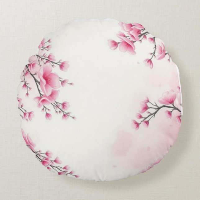 Almofada Redonda Primavera Bloom: Belo Design Floral para (Frente)