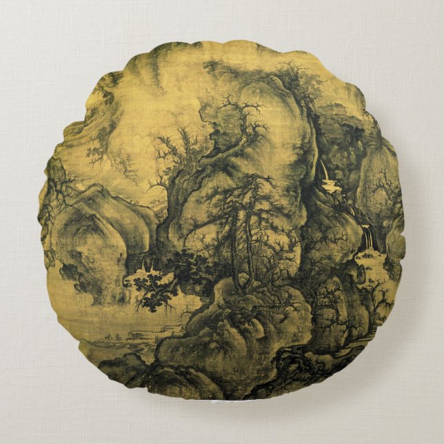 Almofada Redonda Primavera inicial e Guo Xi - Arte chinesa/China im (Frente)