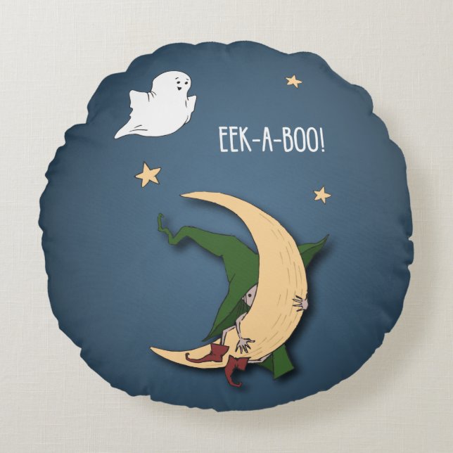 Almofada Redonda Primeiro Halloween Baby Peek A Boo Witold com Fant (Frente)