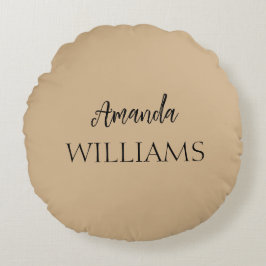 Almofada Redonda Primeiro Sobrenome Elegante de Trendação Negra | T