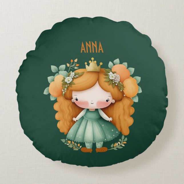 Almofada Redonda Princesa com laranjas e flores (Frente)