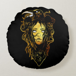 Almofada Redonda Princesa Embriagada por um Corvo