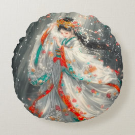 Almofada Redonda Princesa Étera em um Jardim da Fantasia