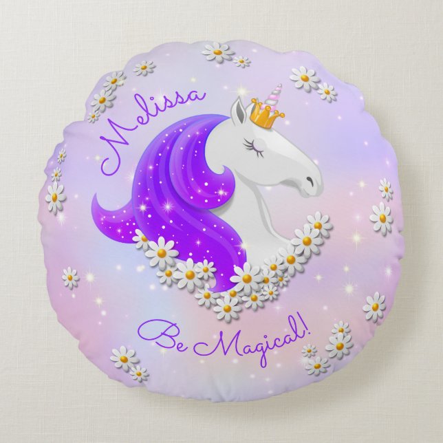 Almofada Redonda Princesa Mágica Lilac Personalizada (Frente)