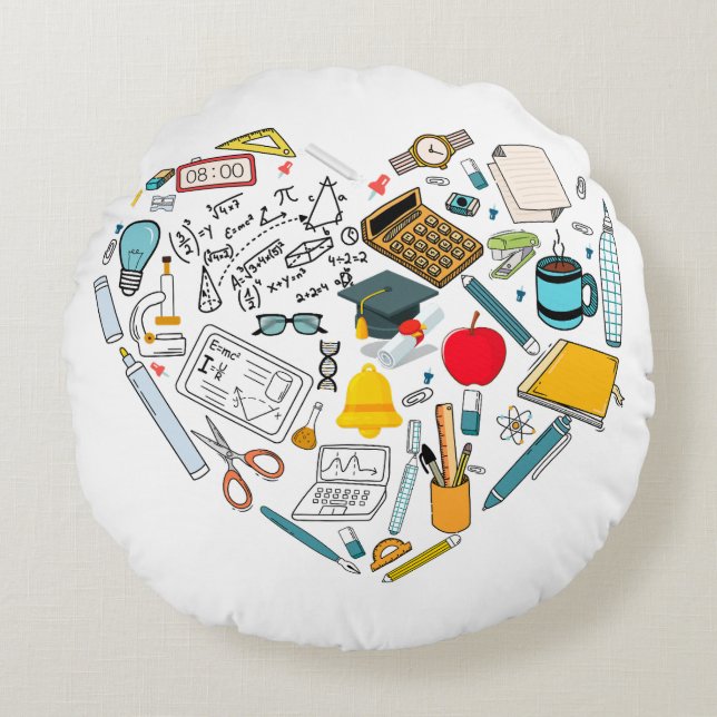 Almofada Redonda Professor Instrutor Professor Tool Heart (Frente)