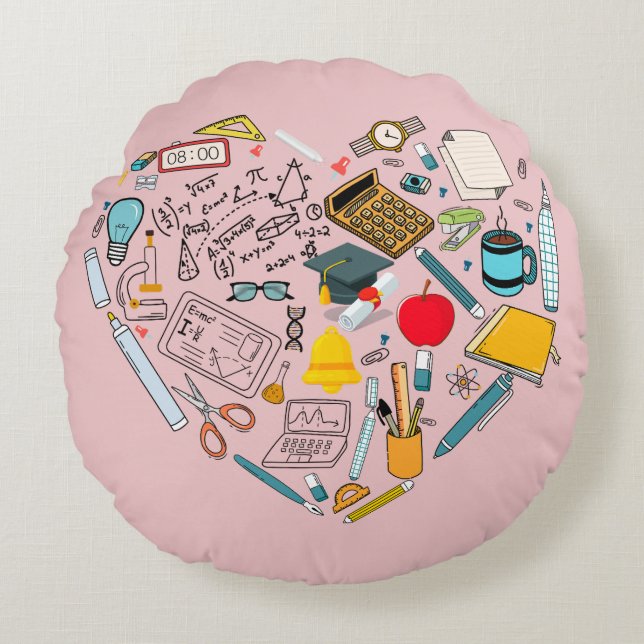 Almofada Redonda Professor Instrutor Professor Tool Heart (Frente)