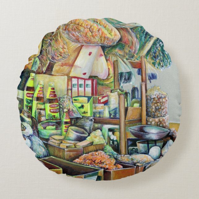 Almofada Redonda Promessas encantadoras do belo Tekka Center, Singa (Frente)