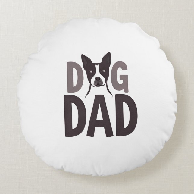 Almofada Redonda Proud Dog Dad Apparel & Accessories (Frente)