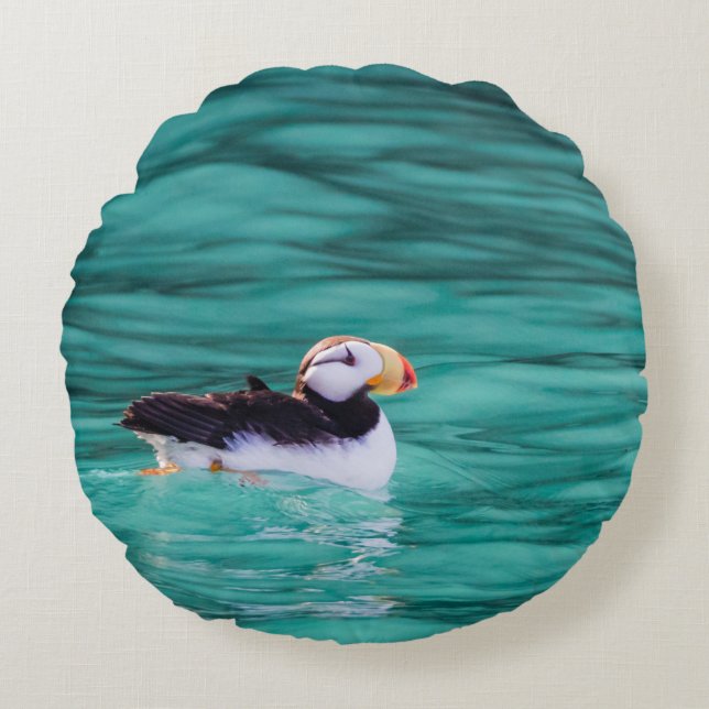 Almofada Redonda Puffin In Resurrection Bay, Alaska (Frente)