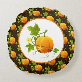 Almofada Redonda Pumpkin Patterno na Estação de Queda Escura