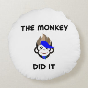 Almofada Redonda Punk Macaco, fofo infantário de animais, decoração