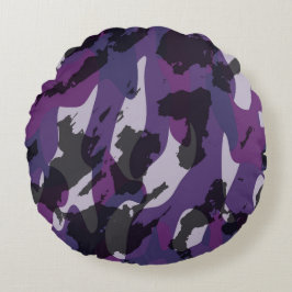 Almofada Redonda Purple Camo Abstract
