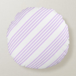 Almofada Redonda Púrpura Lilac e cinco faixas brancas