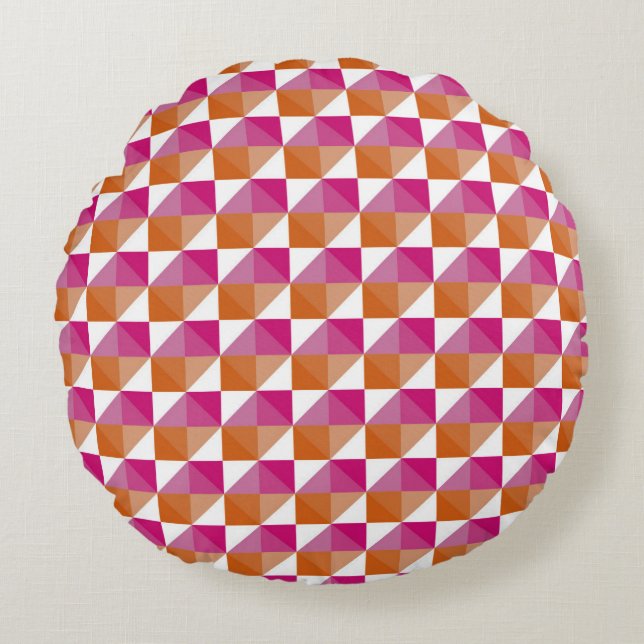 Almofada Redonda Quadro de controlo laranja e rosa (Frente)