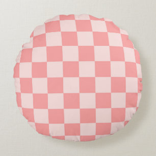 Almofada Redonda Quadro de verificação rosa