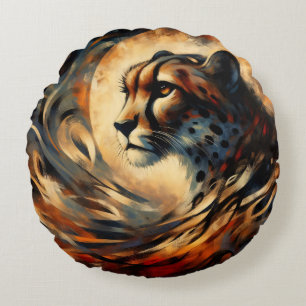 Almofada Redonda Quadro Moderno Cheetah Harlem Renascsance