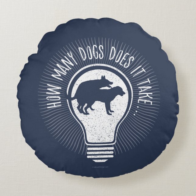 Almofada Redonda Quantos Cachorros Leva? Travesseiro redondo (Frente)