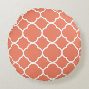 Almofada Redonda Quatrefoil Padrões Salmão Cor-de-rosa Queda Outono
