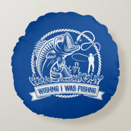 Almofada Redonda Queria Que Eu Estivesse Pescando