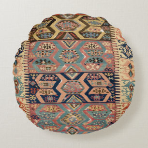 Almofada Redonda Quilim-tapete turco persa, tapete antigo, Kilim