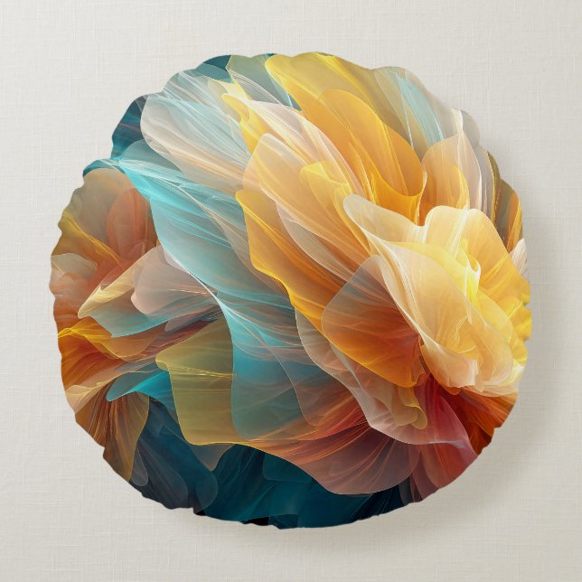 Almofada Redonda Radiant Bloom of Ethereal Petals in Light (Frente)