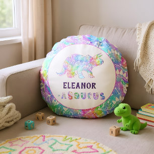 Almofada Redonda Rainbow Dinosaur Fossil Kids