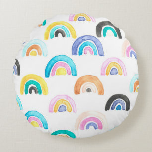 Almofada Redonda Rainbow infantil, Padrão de Crianças Aquecidas.