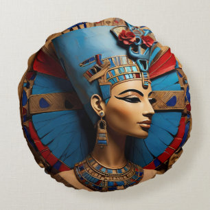 Almofada Redonda Rainha Nefertiti antigo Deus Egípcio
